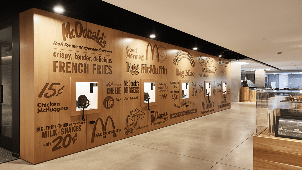 custom manufactured graphic environments for McDonald's Chicago Headquarters