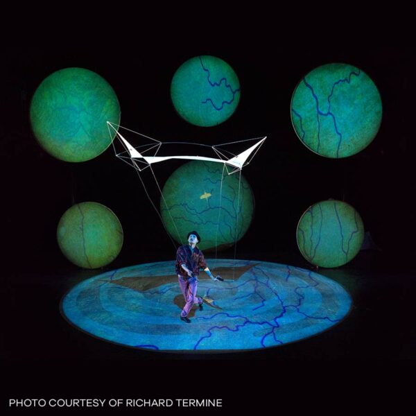 Full Moon stage set, circle projection screens,