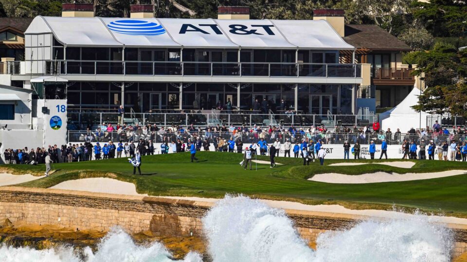Custom fabric structures enhancing the AT&T Pro-Am at Pebble Beach, creating a seamless and branded event experience.